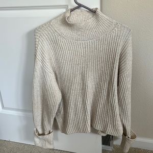 Top shop cream knit with mock neck and cuffed sleeves